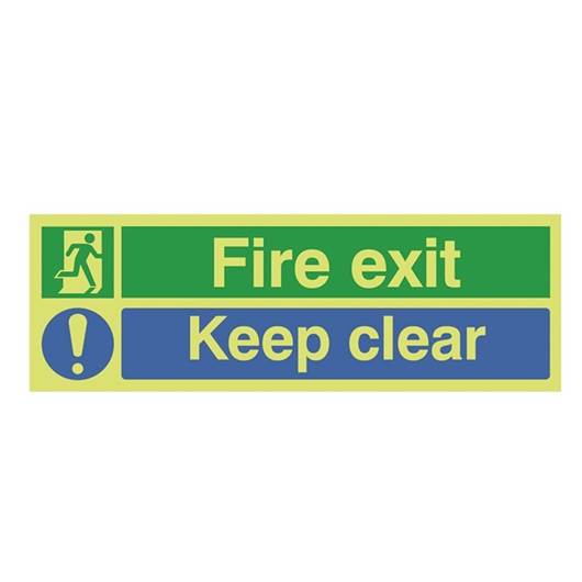 Picture of Photoluminescent Fire Exit Keep Clear Sign